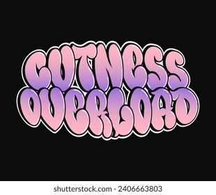 Sobrecarga de atención de frase graffiti estilo cómic letras.Logo de doodle dibujado a mano con vectores Ilustración de sobrecarga de la ropa interior. Divertidas letras trippy, coloridas, moda, graffiti estilo impreso para camiseta