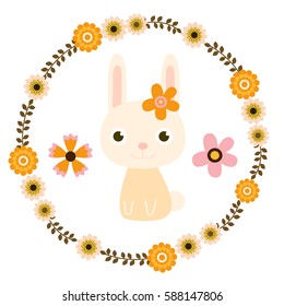 Cuter Easter Bunny and floral wreath