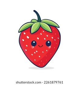 Cuter Strawberry mascot cartoon vector illustration 