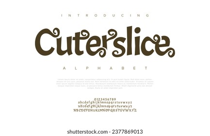 Cuterslice creative modern urban alphabet font. Digital abstract moslem, futuristic, fashion, sport, minimal technology typography. Simple numeric vector illustration