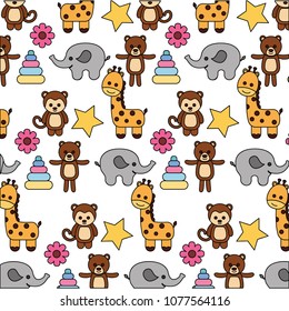 cutes animals wilds and toys for babys pattern