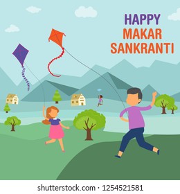 Cutes Kids Flying Kites in Sky 