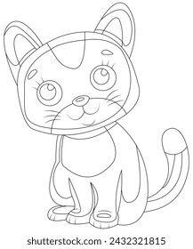 Lindo, simple y divertido gato para colorear página de libro para niños, niños y adultos.