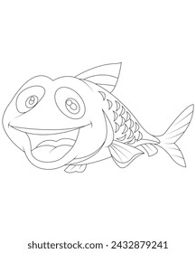 Cute,simple and funny fish coloring book page for kids,childrens and adults.