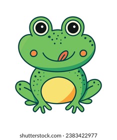 The cutest children frog illustration in a flat style will bring children fantasies to life. A bright and cheerful amphibian designed to inspire and delight both children and adults who love nature