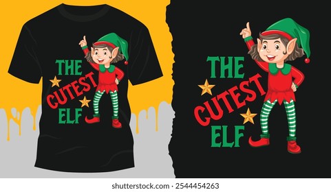 the cutest elf christmas t shirt season design 