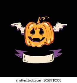 Cutest pumpkin. Greeting cards. Design template for advertising, web, social media. Halloween Happy holiday. Vector illustration.