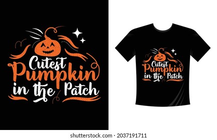 Calabaza más linda en el parche -Vector de diseño de tipografía de camiseta impresa de Halloween