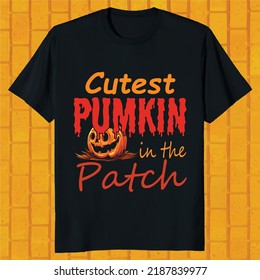 cutest pumpkin in the patch hello ween t-shirt design svg