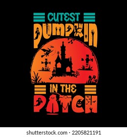 Cutest pumpkin in the patch typography lettering for t shirt and art