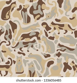 The cutest seamless camo pattern with CATS. Classic military colors.