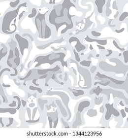 The cutest seamless camo pattern with CATS. Classic military colors.