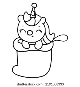 Cutest Unicorn Coloring Book Page, Little Unicorn Free Vector