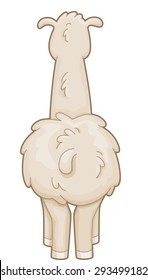 Cutesy Illustration Featuring the Back of a Llama
