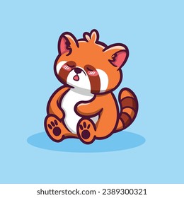 cutet red panda cartoon character icon illustration