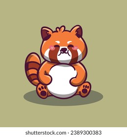 cutet red panda cartoon character icon illustration