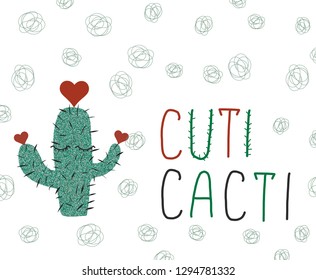 Cuti Cacti slogan and glitter cactus