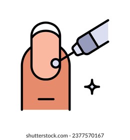 Icono de color de eliminación de cutícula. Señal de la Máquina de Manicura Automática. Uña con fresador para manicura o espátula metálica. Vector de estilo simple. Pictograma aislado plano sobre fondo blanco