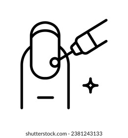 Cuticle removal linear icon. Automatic Manicure Machine sign. Nail with milling cutter for manicure or metal spatula. Outline simple style vector. Contour isolated pictogram on white background