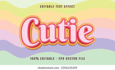 cutie 3d text effect design with colorfull background	