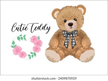 cutie bear hand drawn illustration design vector