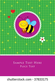 cutie bee card in green
