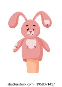 Marioneta de mano de conejo cortada aislada en fondo blanco