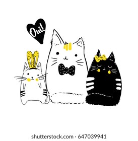 cutie cat family illustration 