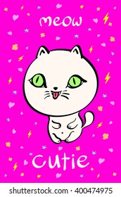 Cutie cat illustration for t-shirt or other uses,in vector. art
