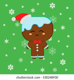 cutie Christmas gingerbread man vector illustration