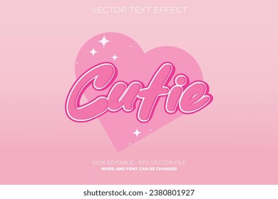efecto de texto editable cútie 3d estilo de plantilla de dibujos animados premium vector