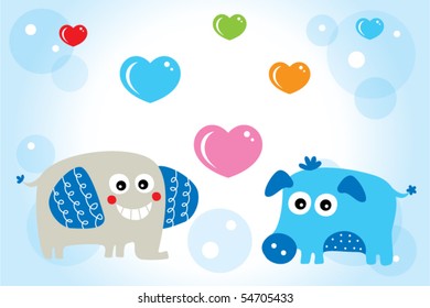 cutie elephant loves piggy