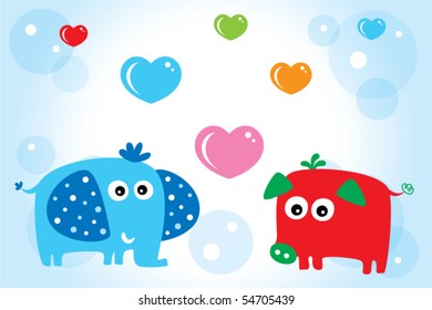 cutie elephant loves piggy