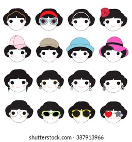 Cutie Faces Icon Character illustration set