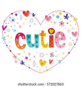 cutie heart shaped lettering design