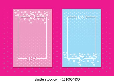 cutie invitation card love concept with frame and heart icon for text message vector template