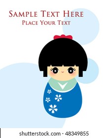 cutie kokeshi doll greeting