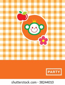 cutie monkey card in orange