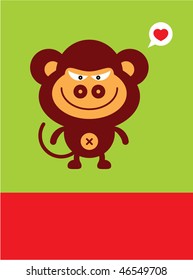cutie monkey love greeting
