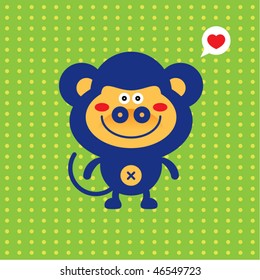 cutie monkey love greeting