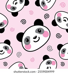 Cutie Panda seamless pattern vector illustration