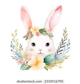 Cutie rabbit and flower