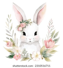 Cutie rabbit and flower