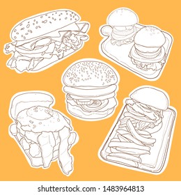 Cutie set hamburger are hand draw in vecter.
