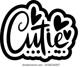 cutie valentines day black vector graphic design and cut file