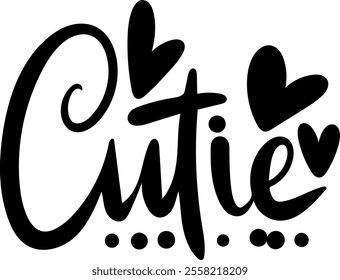 cutie valentines day black vector graphic design and cut file