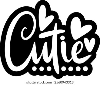 cutie valentines day black vector graphic design and cut file