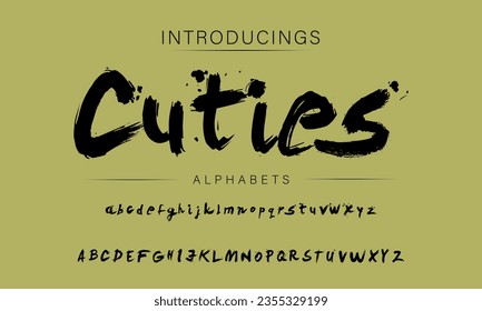 Cuties Vector Illustration Grunge Horror Typografie. Handgefertigte Brush-Schriftart.