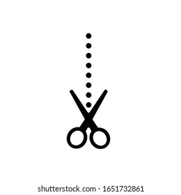 Cuting-Schere Symbol auf weißem Hintergrund