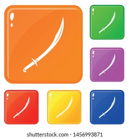 Cutlass icons set collection vector 6 color isolated on white background